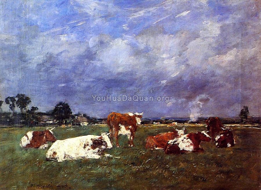 Cows in Pasture - 尤金·布丹